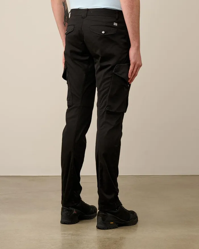 Man Stretch Sateen Ergonomic Lens Utility Pants Black CP Company Trousers