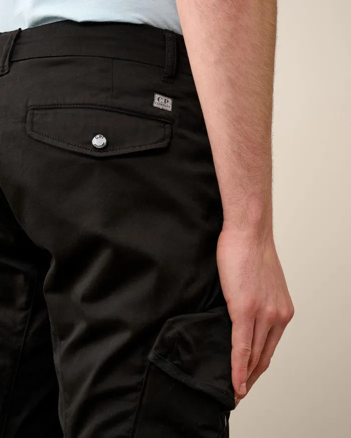Man Stretch Sateen Ergonomic Lens Utility Pants Black CP Company Trousers
