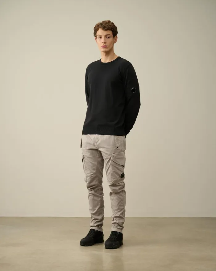 Man Stretch Sateen Ergonomic Lens Utility Pants Drizzle Grey CP Company Trousers