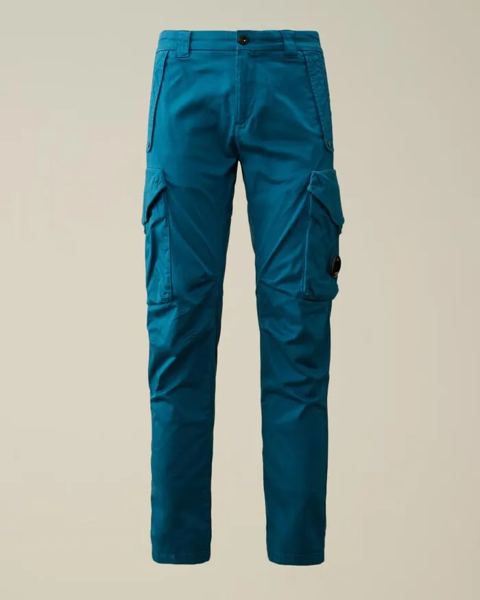 Man Stretch Sateen Ergonomic Lens Utility Pants Ink Blue CP Company Trousers