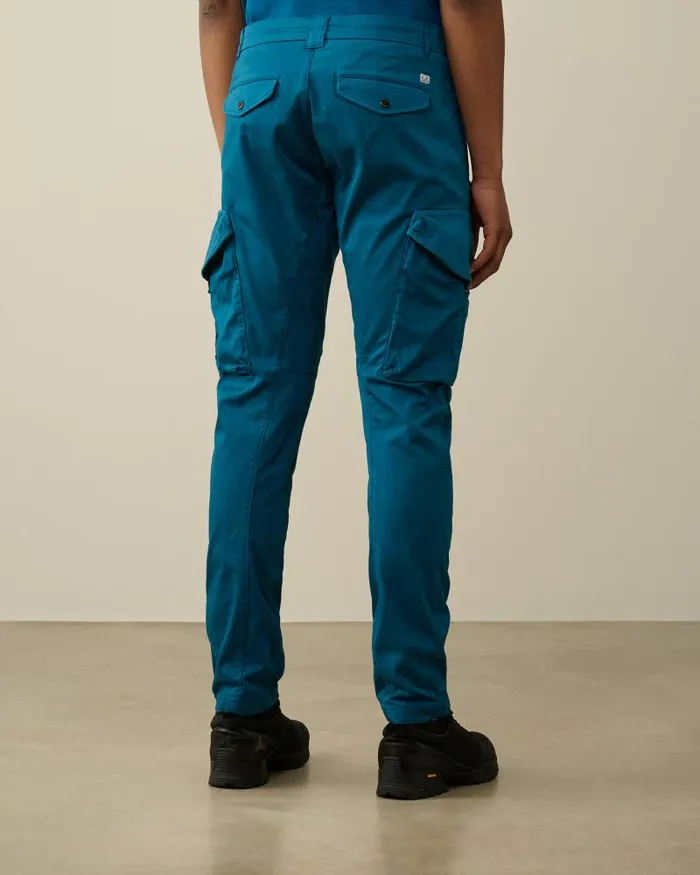 Man Stretch Sateen Ergonomic Lens Utility Pants Ink Blue CP Company Trousers