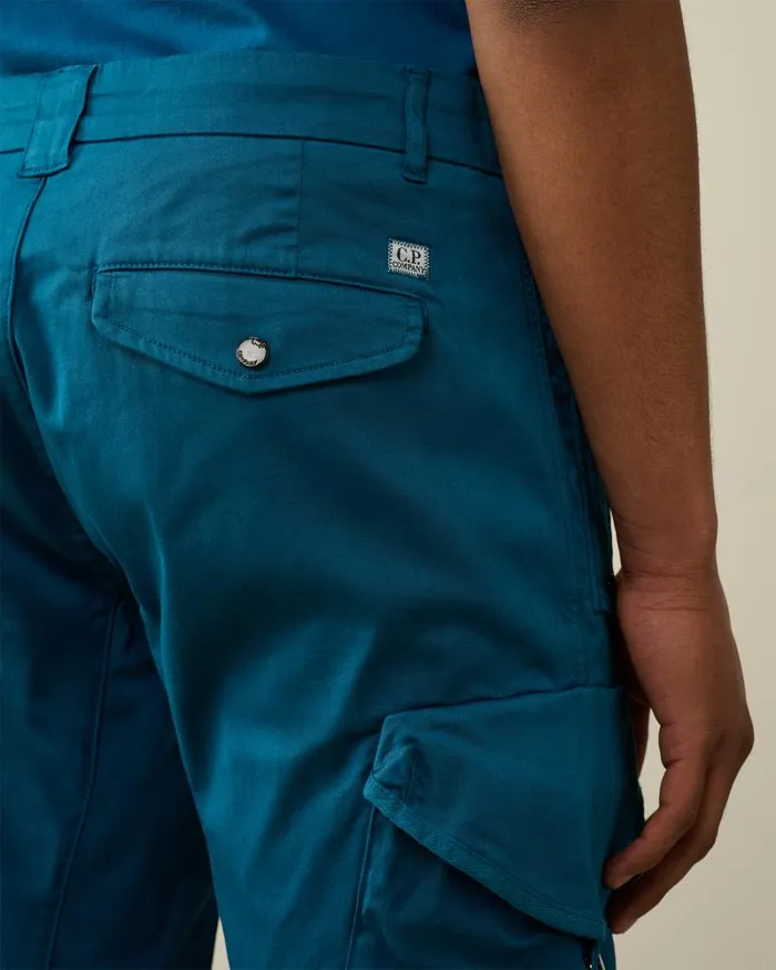 Man Stretch Sateen Ergonomic Lens Utility Pants Ink Blue CP Company Trousers