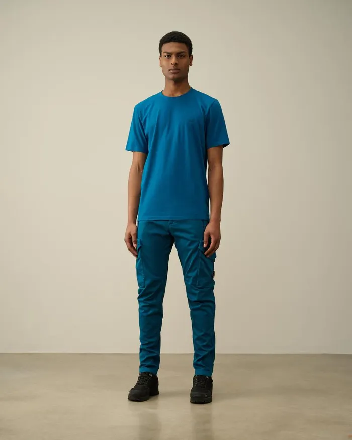 Man Stretch Sateen Ergonomic Lens Utility Pants Ink Blue CP Company Trousers