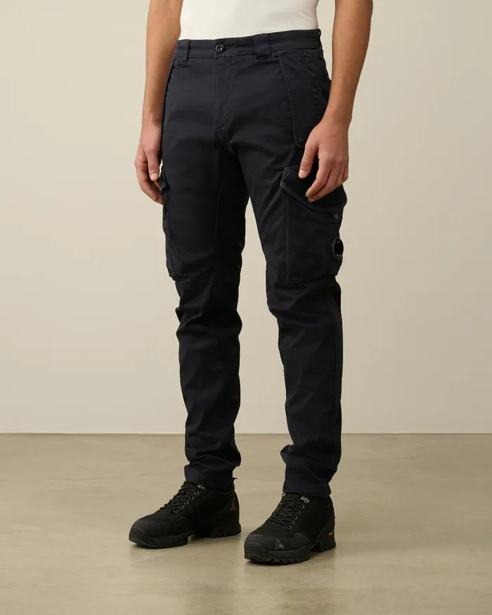 Man Stretch Sateen Ergonomic Lens Utility Pants Total Eclipse 8211 Blue CP Company Trousers