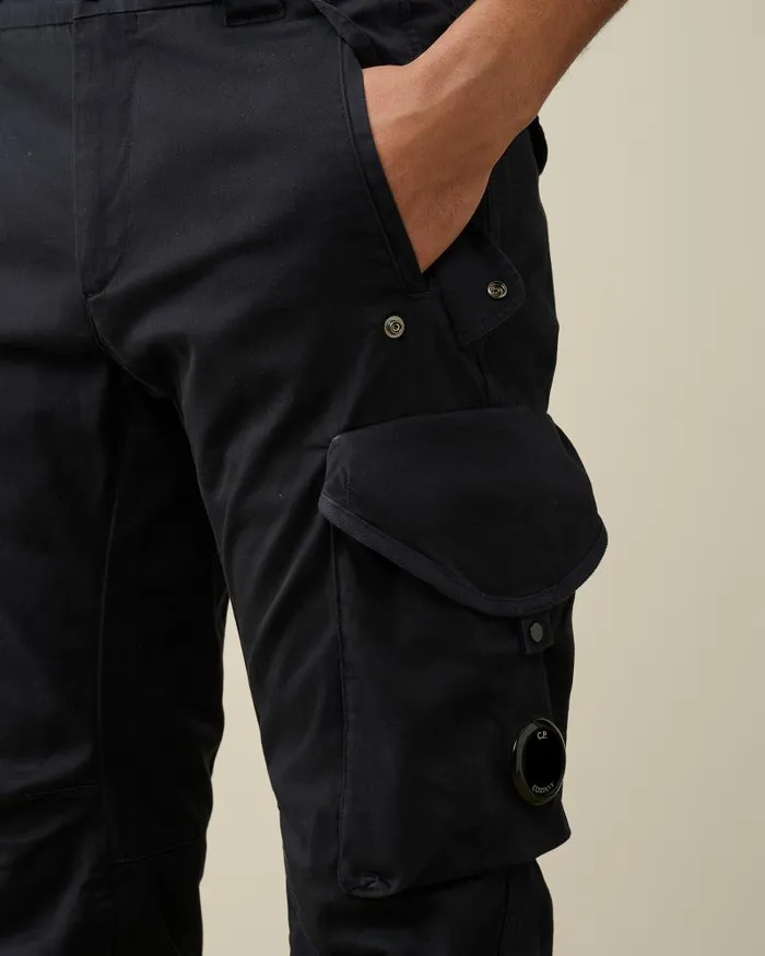 Man Stretch Sateen Ergonomic Lens Utility Pants Total Eclipse 8211 Blue CP Company Trousers