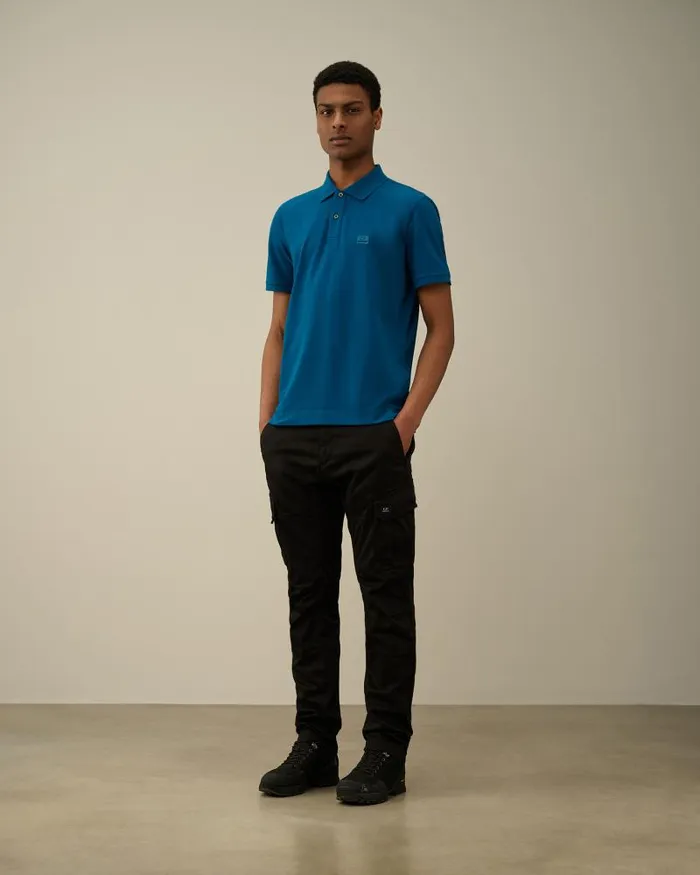 Man Stretch Sateen Ergonomic Logo Cargo Pants Black CP Company Trousers