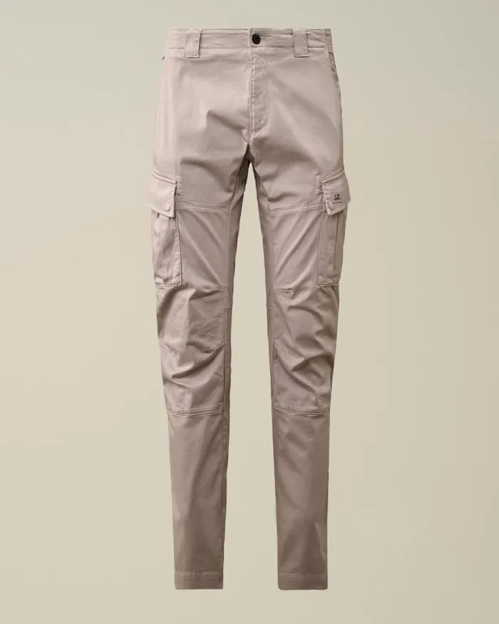 Man Stretch Sateen Ergonomic Logo Cargo Pants Drizzle Grey CP Company Trousers Man Stretch Sateen Ergonomic Logo Cargo Pants Drizzle Grey CP Company Trousers