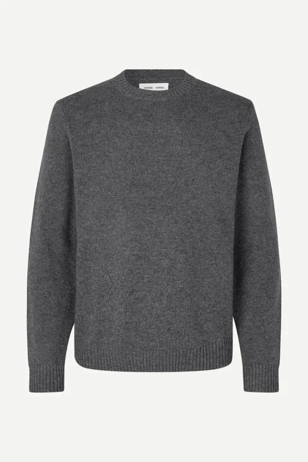 Man Sylli Crew Neck 132 Dark Grey Mel Samse Samse Knitwear