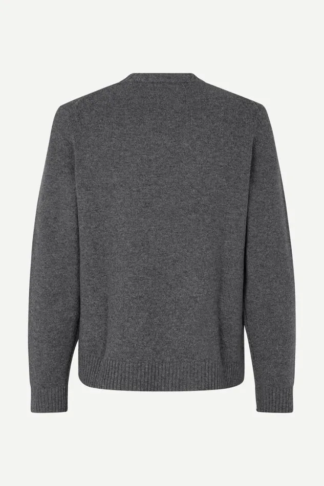 Man Sylli Crew Neck 132 Dark Grey Mel Samse Samse Knitwear