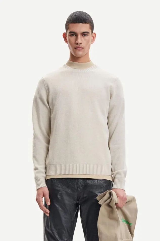Man Sylli Crew Neck 132 Oatmeal Samse Samse Knitwear