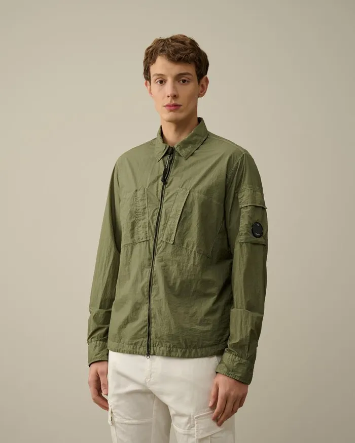 Man Taylon L Zipped Shirt Agave Green CP Company Shirt