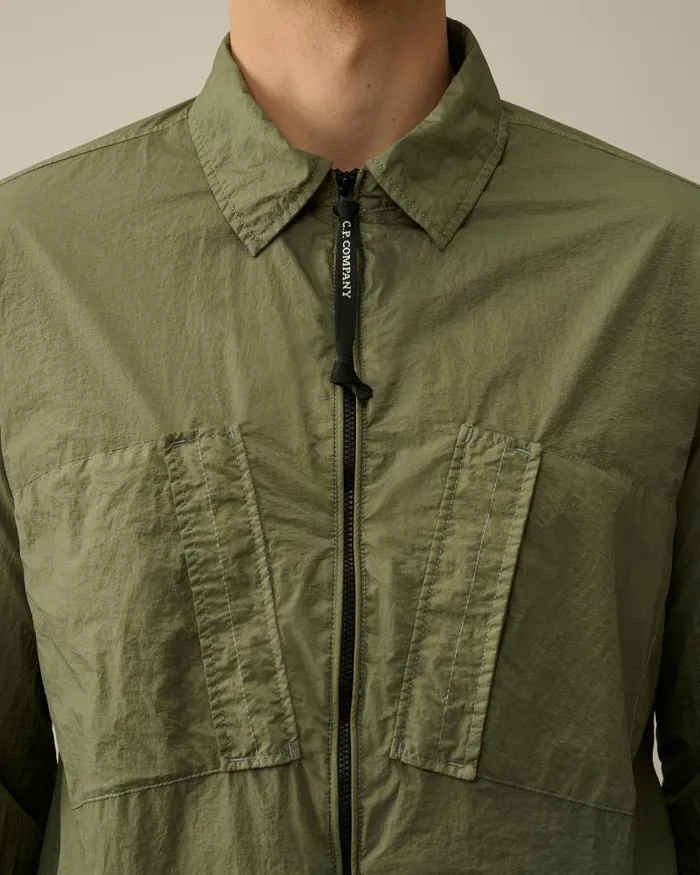 Man Taylon L Zipped Shirt Agave Green CP Company Shirt