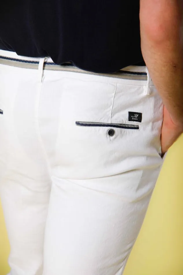Man Torino Oxford Chino Pants In Linen And Cotton With Ribbons Slim Mason039s Pants