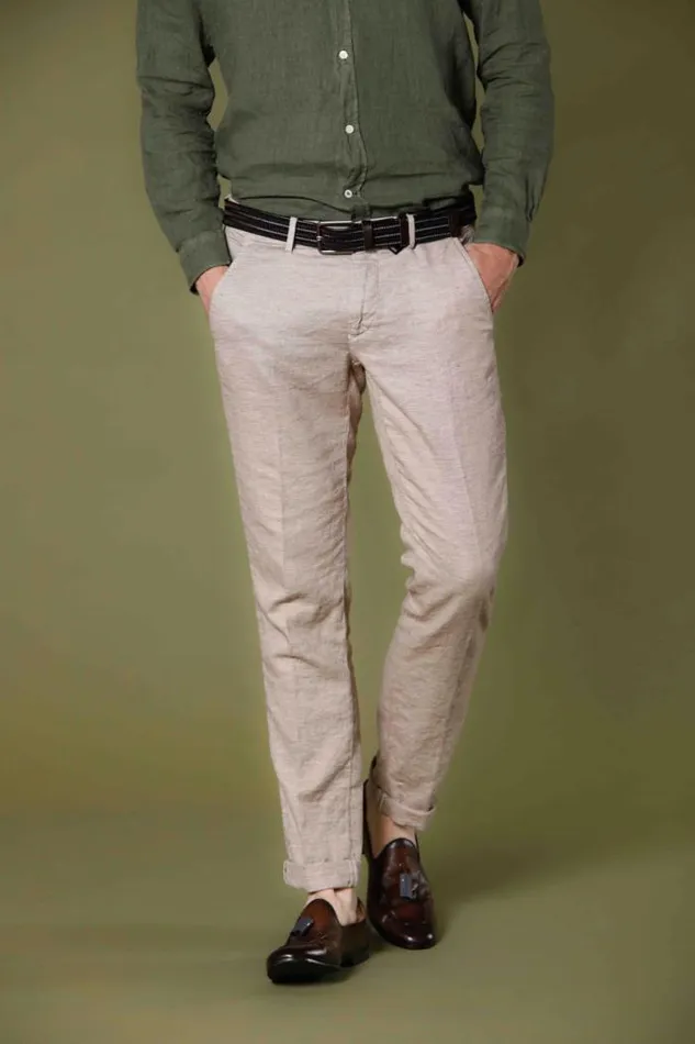 Man Torino Style Chino Pants In Linen And Cotton With Houndstooth Pattern Slim Mason039s Pants Man Torino Style Chino Pants In Linen And Cotton With Houndstooth Pattern Slim Mason039s Pants