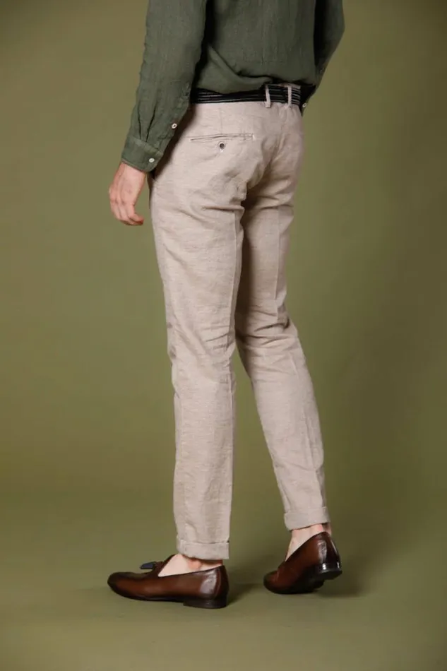 Man Torino Style Chino Pants In Linen And Cotton With Houndstooth Pattern Slim Mason039s Pants