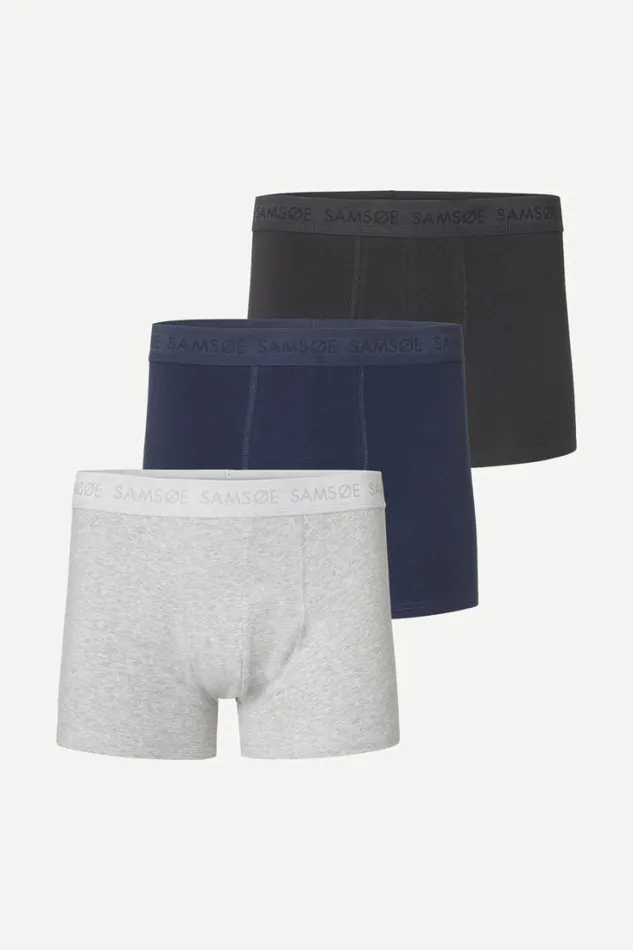 Man Trunk 3pack 3702 Black Blue Grey Mel Samse Samse Underwear