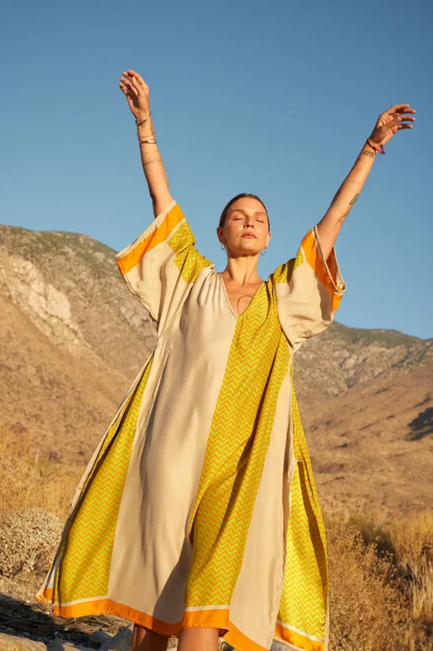 Marin Dress With Sash Block Zigzag Tangerine Women Natalie Martin Dresses
