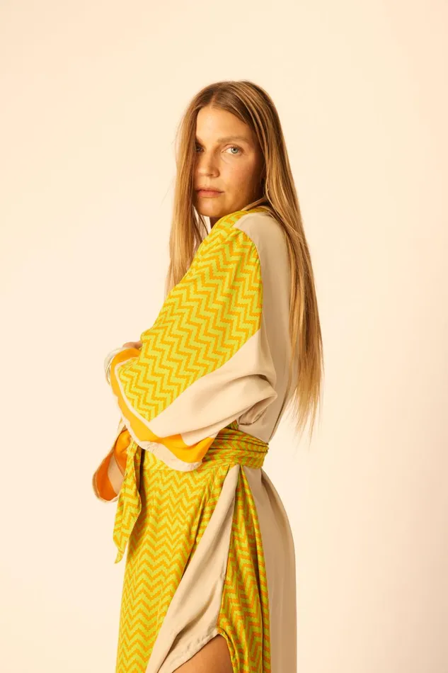 Marin Dress With Sash Block Zigzag Tangerine Women Natalie Martin Dresses