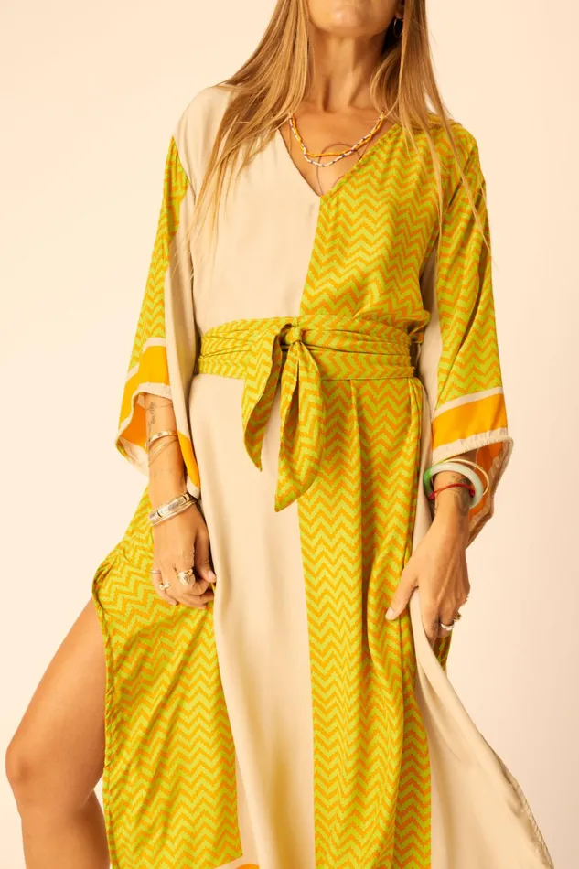 Marin Dress With Sash Block Zigzag Tangerine Women Natalie Martin Dresses