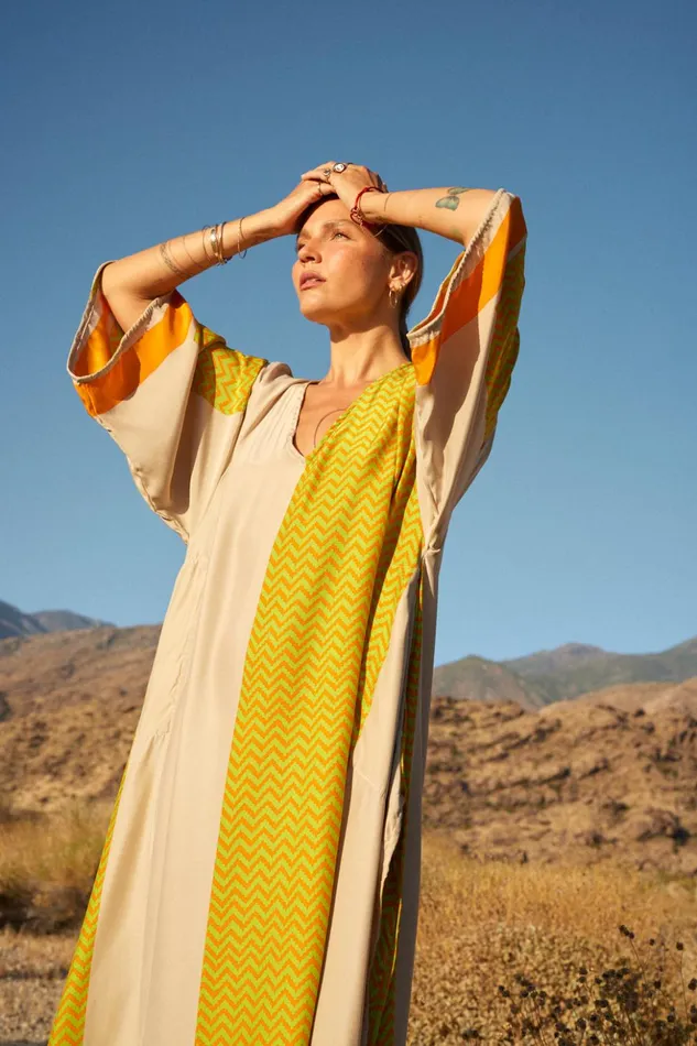 Marin Dress With Sash Block Zigzag Tangerine Women Natalie Martin Dresses