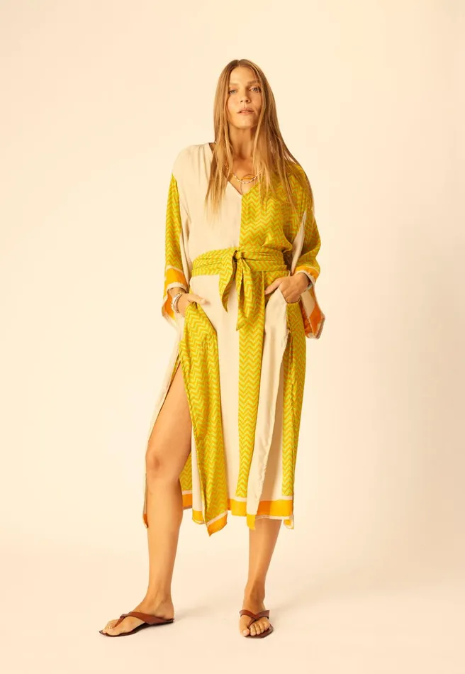 Marin Dress With Sash Block Zigzag Tangerine Women Natalie Martin Dresses