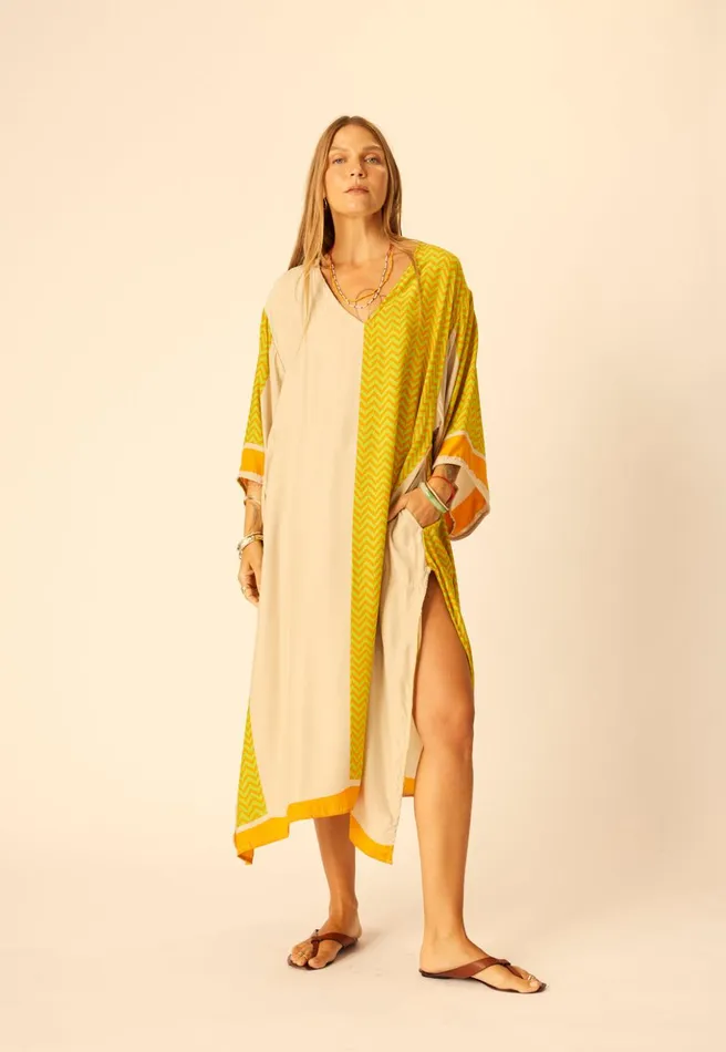Marin Dress With Sash Block Zigzag Tangerine Women Natalie Martin Dresses