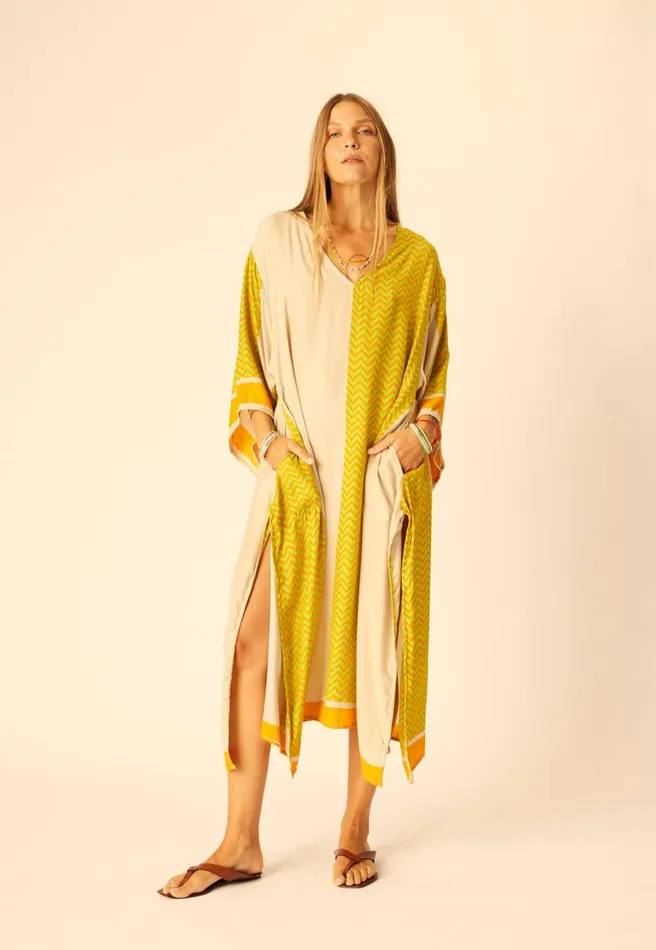 Marin Dress With Sash Block Zigzag Tangerine Women Natalie Martin Dresses