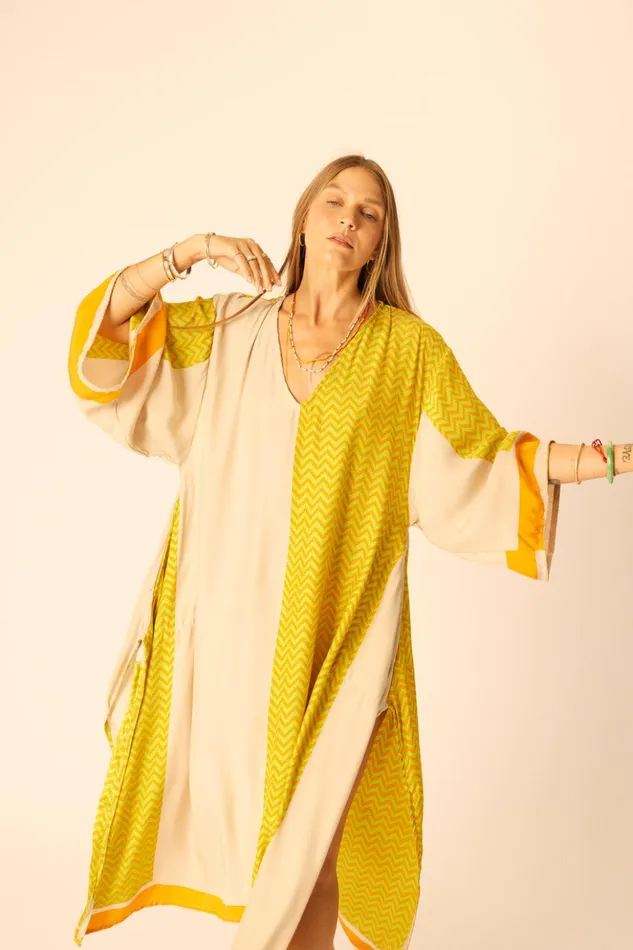 Marin Dress With Sash Block Zigzag Tangerine Women Natalie Martin Dresses
