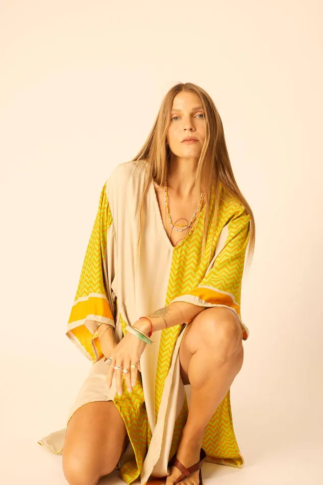 Marin Dress With Sash Block Zigzag Tangerine Women Natalie Martin Dresses