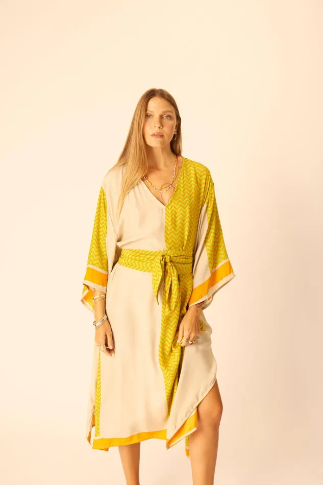 Marin Dress With Sash Block Zigzag Tangerine Women Natalie Martin Dresses