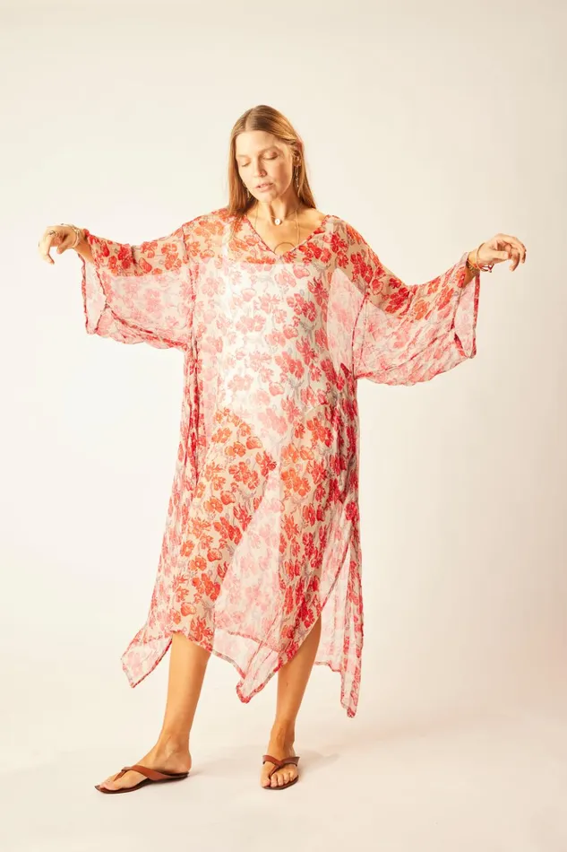 Marin Dress With Sash Chiffon Watercolor Dove Women Natalie Martin Dresses