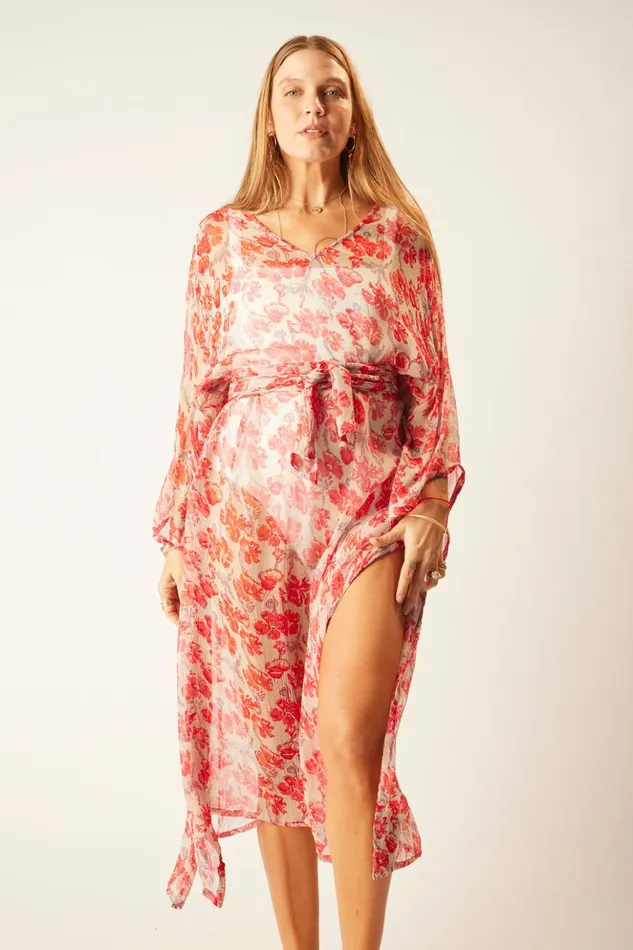 Marin Dress With Sash Chiffon Watercolor Dove Women Natalie Martin Dresses