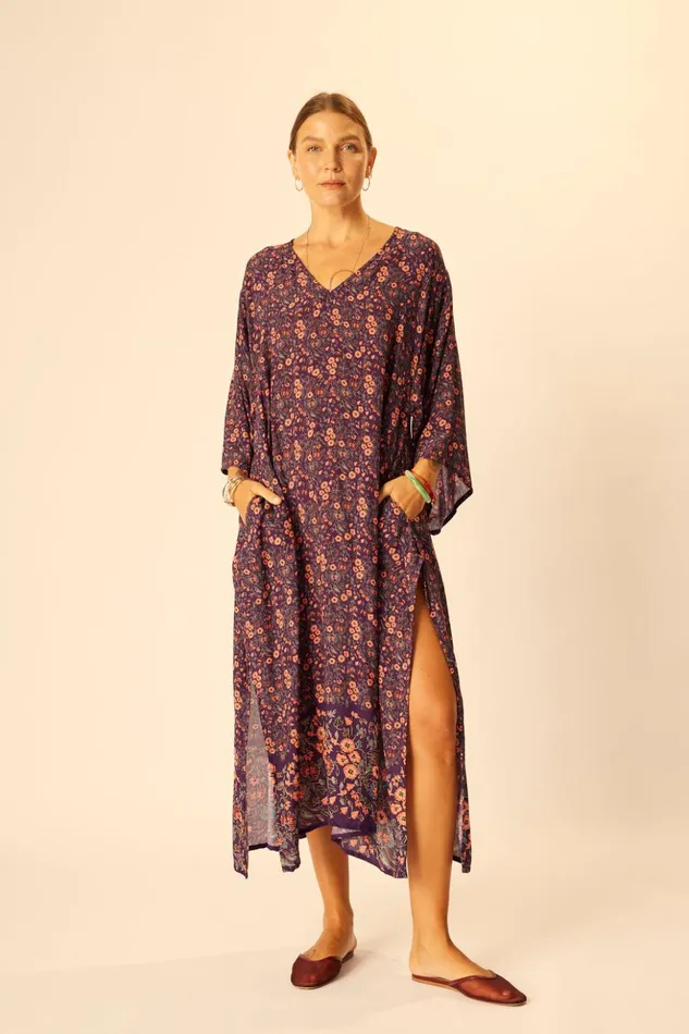 Marin Dress With Sash Petite Fleur Aubergine Women Natalie Martin Coverups