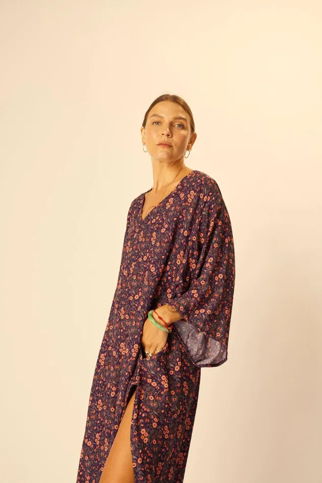 Marin Dress With Sash Petite Fleur Aubergine Women Natalie Martin Dresses