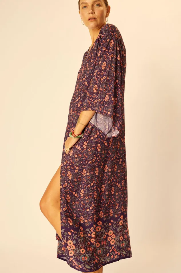 Marin Dress With Sash Petite Fleur Aubergine Women Natalie Martin Dresses