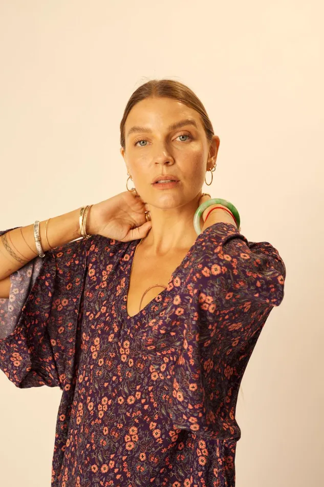 Marin Dress With Sash Petite Fleur Aubergine Women Natalie Martin Dresses