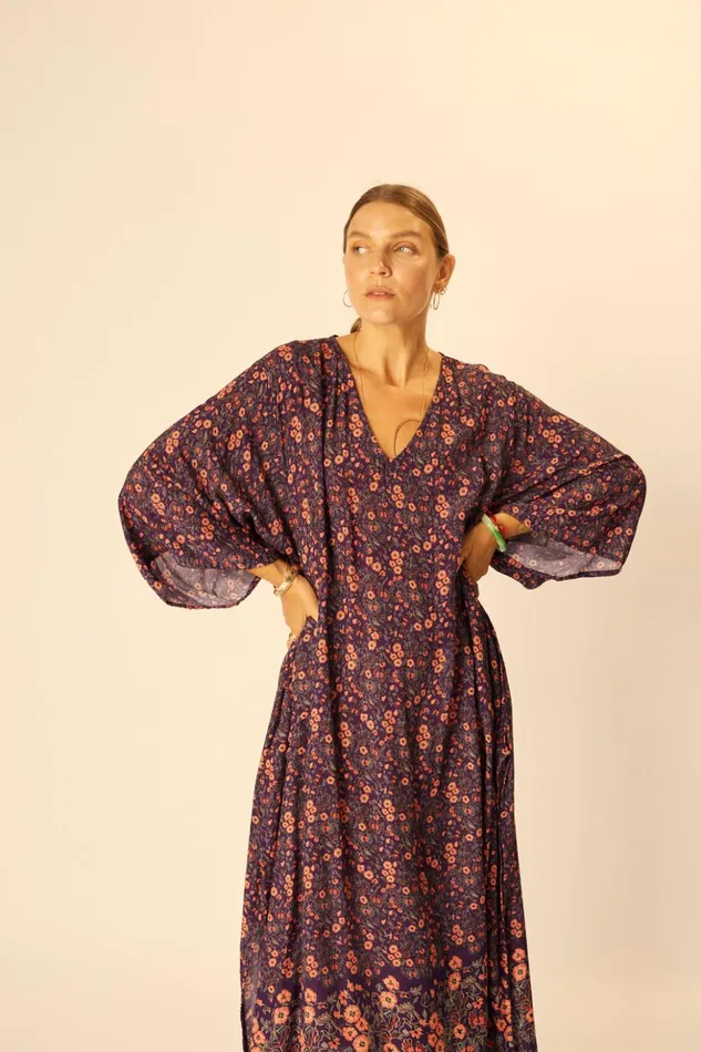 Marin Dress With Sash Petite Fleur Aubergine Women Natalie Martin Dresses