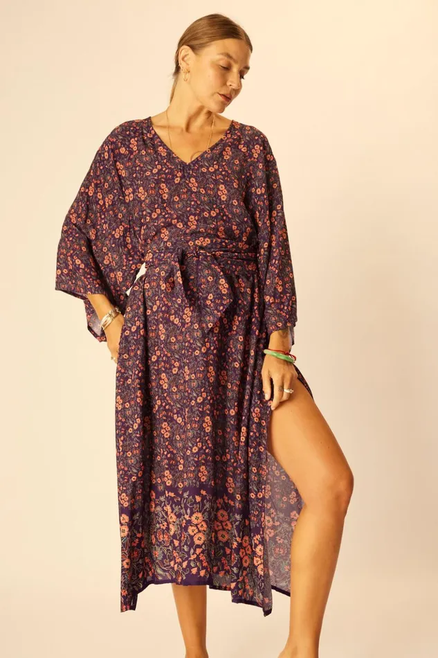 Marin Dress With Sash Petite Fleur Aubergine Women Natalie Martin Dresses