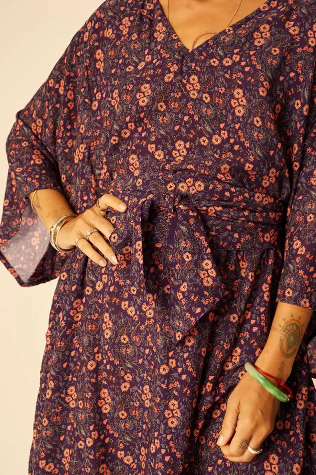 Marin Dress With Sash Petite Fleur Aubergine Women Natalie Martin Dresses