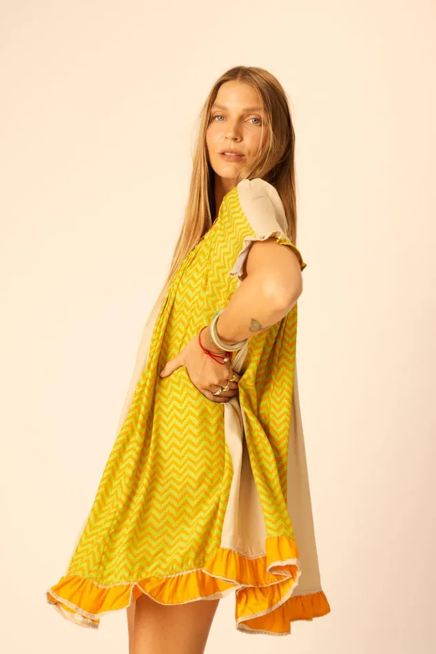 Marina Dress Block Zigzag Tangerine Women Natalie Martin Dresses