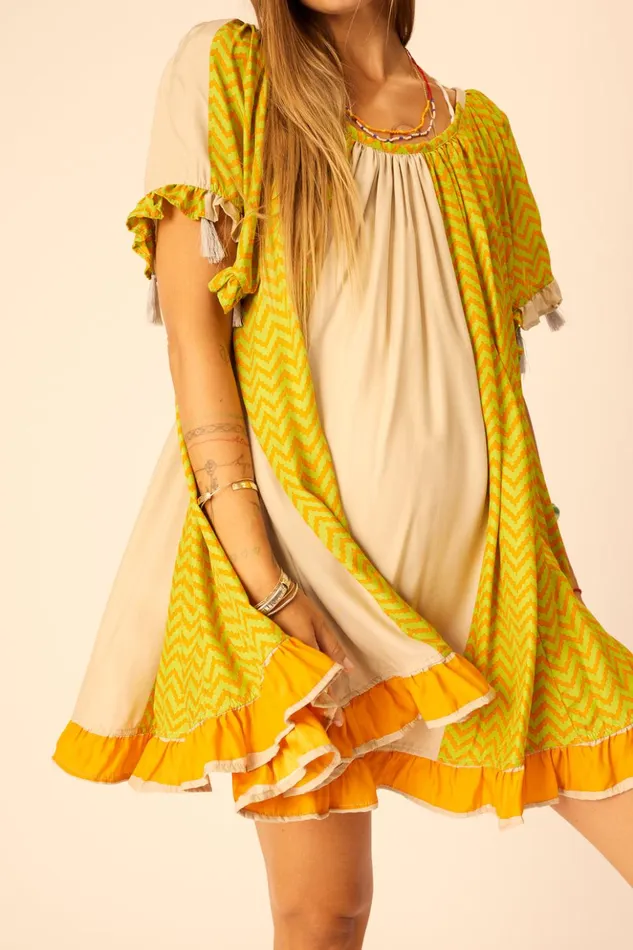 Marina Dress Block Zigzag Tangerine Women Natalie Martin Dresses