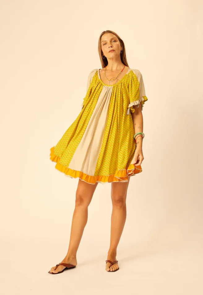 Marina Dress Block Zigzag Tangerine Women Natalie Martin Dresses