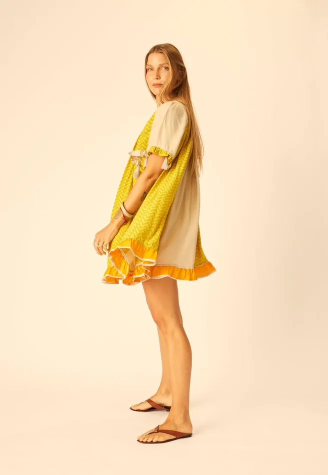 Marina Dress Block Zigzag Tangerine Women Natalie Martin Dresses