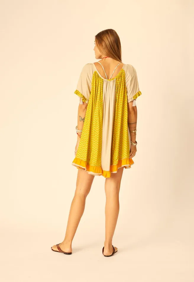 Marina Dress Block Zigzag Tangerine Women Natalie Martin Dresses