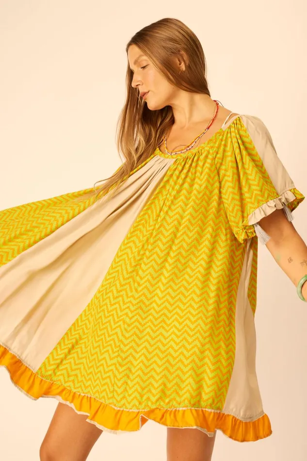 Marina Dress Block Zigzag Tangerine Women Natalie Martin Dresses