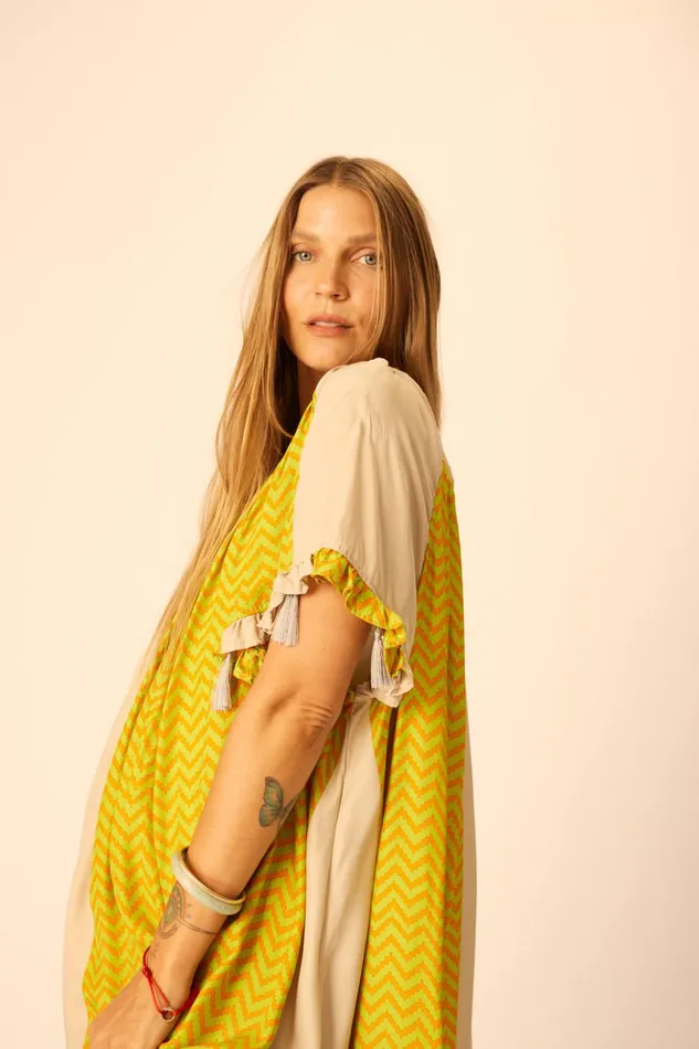 Marina Dress Block Zigzag Tangerine Women Natalie Martin Dresses