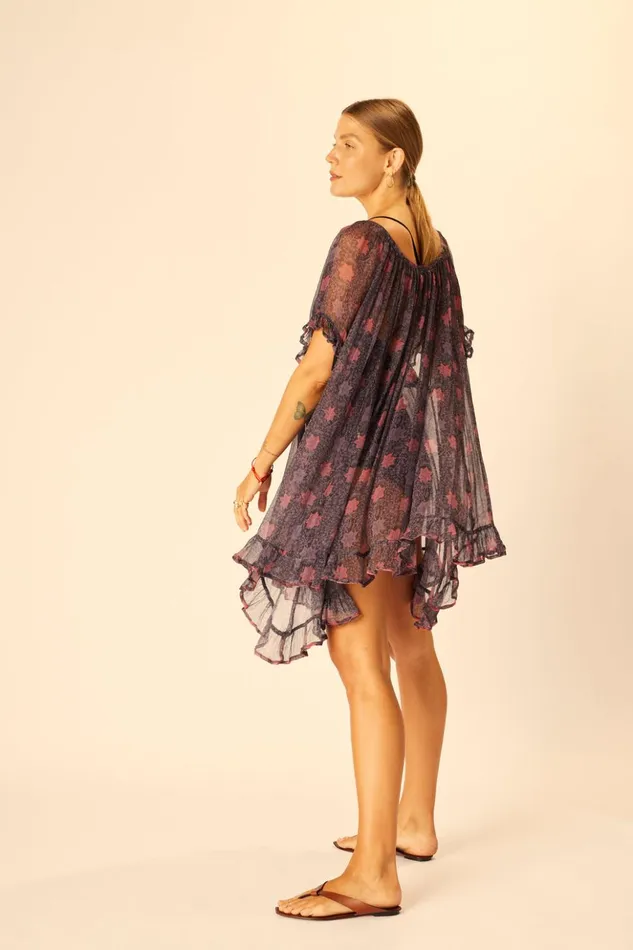 Marina Dress Snowflake Aubergine Women Natalie Martin Coverups