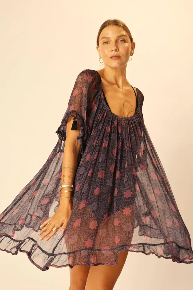 Marina Dress Snowflake Aubergine Women Natalie Martin Coverups