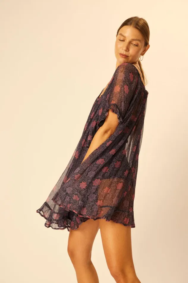 Marina Dress Snowflake Aubergine Women Natalie Martin Coverups