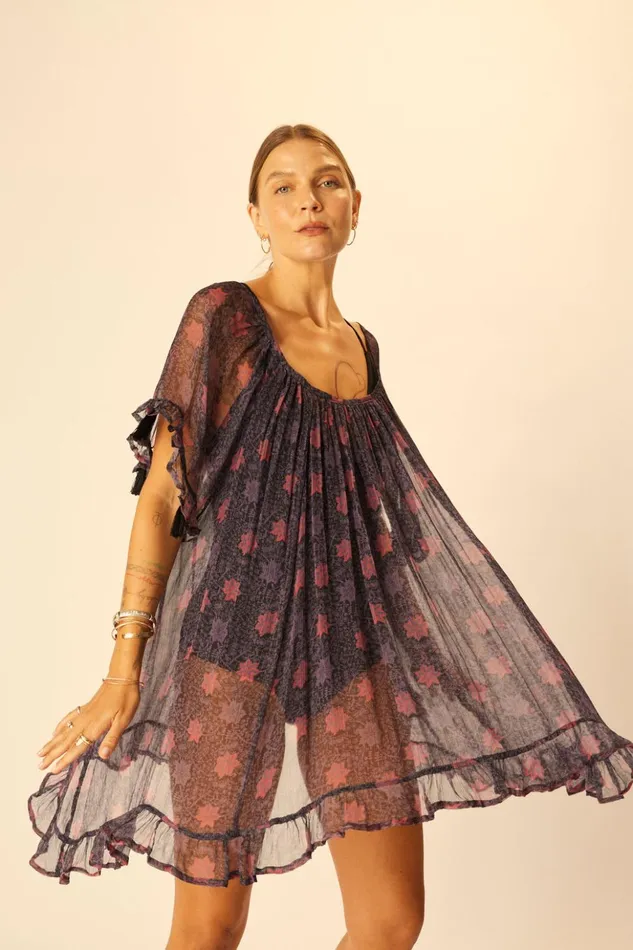 Marina Dress Snowflake Aubergine Women Natalie Martin Dresses